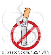Clipart Of A No Smoking Symbol Over A Shocked Cigarette Character With Smoke Royalty Free Vector Illustration