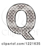Clipart Of A 3d Diamond Plate Capital Letter Q Royalty Free Illustration
