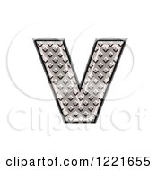 Clipart Of A 3d Diamond Plate Lowercase Letter V Royalty Free Illustration