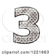 Clipart Of A 3d Diamond Plate Number 3 Royalty Free Illustration