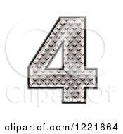 Clipart Of A 3d Diamond Plate Number 4 Royalty Free Illustration