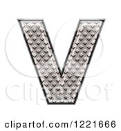 Clipart Of A 3d Diamond Plate Capital Letter V Royalty Free Illustration