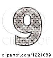 Clipart Of A 3d Diamond Plate Number 9 Royalty Free Illustration