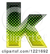 3d Gradient Green And Black Halftone Lowercase Letter K