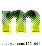 Poster, Art Print Of 3d Gradient Green And Black Halftone Lowercase Letter M