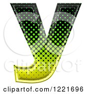 Clipart Of A 3d Gradient Green And Black Halftone Lowercase Letter Y Royalty Free Illustration