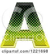 Poster, Art Print Of 3d Gradient Green And Black Halftone Capital Letter A