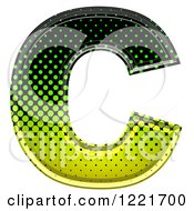 Poster, Art Print Of 3d Gradient Green And Black Halftone Capital Letter C