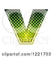 3d Gradient Green And Black Halftone Lowercase Letter V