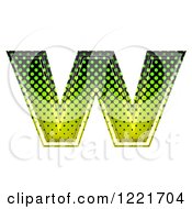 Poster, Art Print Of 3d Gradient Green And Black Halftone Lowercase Letter W