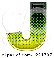 Poster, Art Print Of 3d Gradient Green And Black Halftone Capital Letter J