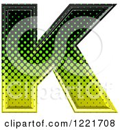 Poster, Art Print Of 3d Gradient Green And Black Halftone Capital Letter K