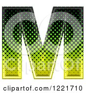 Poster, Art Print Of 3d Gradient Green And Black Halftone Capital Letter M