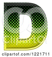 Poster, Art Print Of 3d Gradient Green And Black Halftone Capital Letter D