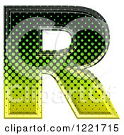 Poster, Art Print Of 3d Gradient Green And Black Halftone Capital Letter R