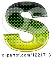 Poster, Art Print Of 3d Gradient Green And Black Halftone Capital Letter S