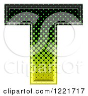Clipart Of A 3d Gradient Green And Black Halftone Capital Letter T Royalty Free Illustration