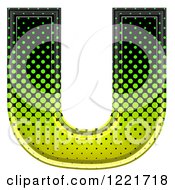 Clipart Of A 3d Gradient Green And Black Halftone Capital Letter U Royalty Free Illustration