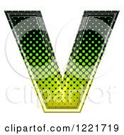 Clipart Of A 3d Gradient Green And Black Halftone Capital Letter V Royalty Free Illustration