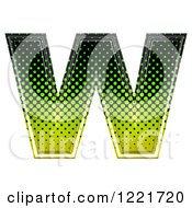 3d Gradient Green And Black Halftone Capital Letter W