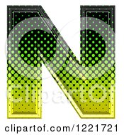 Poster, Art Print Of 3d Gradient Green And Black Halftone Capital Letter N