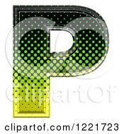 Poster, Art Print Of 3d Gradient Green And Black Halftone Capital Letter P