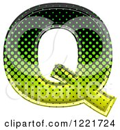 Poster, Art Print Of 3d Gradient Green And Black Halftone Capital Letter Q