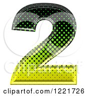 Clipart Of A 3d Gradient Green And Black Halftone Number 2 Royalty Free Illustration