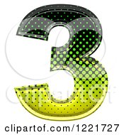 Clipart Of A 3d Gradient Green And Black Halftone Number 3 Royalty Free Illustration