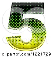 Clipart Of A 3d Gradient Green And Black Halftone Number 5 Royalty Free Illustration