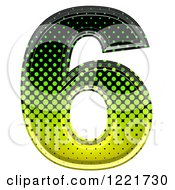 Clipart Of A 3d Gradient Green And Black Halftone Number 6 Royalty Free Illustration
