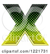 Poster, Art Print Of 3d Gradient Green And Black Halftone Capital Letter X