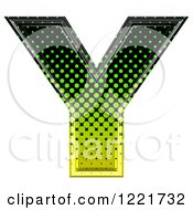 Poster, Art Print Of 3d Gradient Green And Black Halftone Capital Letter Y