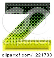 Poster, Art Print Of 3d Gradient Green And Black Halftone Capital Letter Z