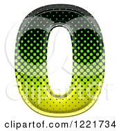 Clipart Of A 3d Gradient Green And Black Halftone Number 0 Royalty Free Illustration