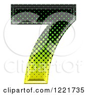 Clipart Of A 3d Gradient Green And Black Halftone Number 7 Royalty Free Illustration