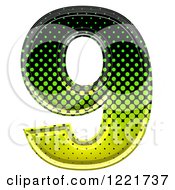 Clipart Of A 3d Gradient Green And Black Halftone Number 9 Royalty Free Illustration