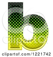 Clipart Of A 3d Gradient Green And Black Halftone Lowercase Letter B Royalty Free Illustration