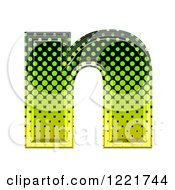 Poster, Art Print Of 3d Gradient Green And Black Halftone Lowercase Letter N