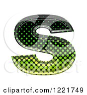 Clipart Of A 3d Gradient Green And Black Halftone Lowercase Letter S Royalty Free Illustration
