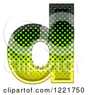 Poster, Art Print Of 3d Gradient Green And Black Halftone Lowercase Letter D