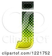 Clipart Of A 3d Gradient Green And Black Halftone Lowercase Letter J Royalty Free Illustration