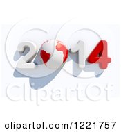 Poster, Art Print Of 3d Year 2014 And Earth In Red And White On White