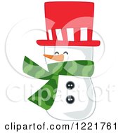 Poster, Art Print Of Snowman Wearing A Red Top Hat And A Green Scarf