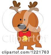 Clipart Of A Christmas Reindeer Wearing A Bell Royalty Free Vector Illustration