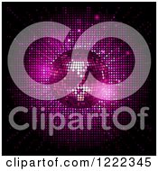 Clipart Of A Sparkly Disco Ball Over Pink Lights On Black Royalty Free Vector Illustration