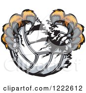 Clipart Of Tiger Claws Ripping Up A Volleyball Royalty Free Vector Illustration