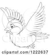 Poster, Art Print Of Outlined Cute Sparrow Bird Flying