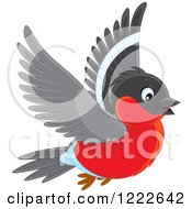 Cute Flying Bullfinch Bird