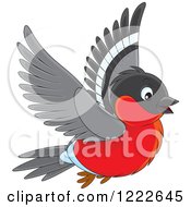 Cute Bullfinch Bird Flying